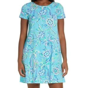 Lilly Pulitzer Kimi T-Shirt Swing Dress Bermuda Blue Turtle Pima cotton sz XL